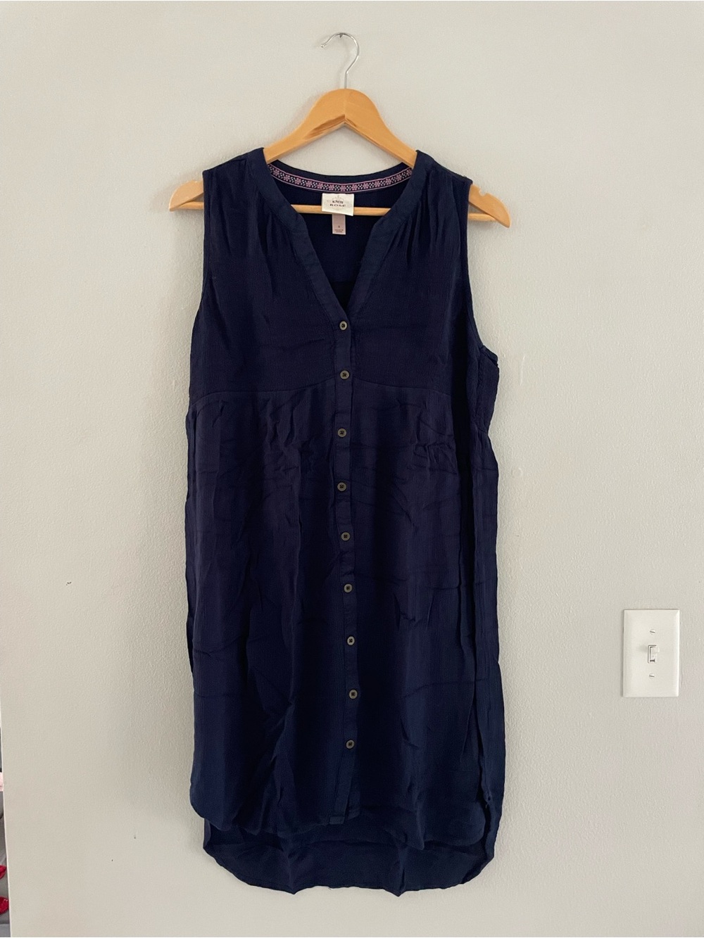 Knox Rose Navy Sleeveless Button-Front Dress